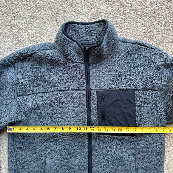 Hollister Sweater Mens Medium Full Zip Mock Neck High Pile Fleece Grey - Picture 7 of 12